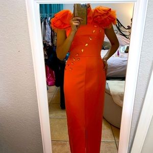 Miss Look neon orange dress!